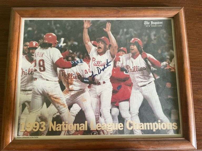 Lenny Dykstra Signed 1993 Philadelphia Phillies National League Champions Picture