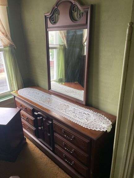 Dresser with Mirror, Chest of Drawers, and Nightstand