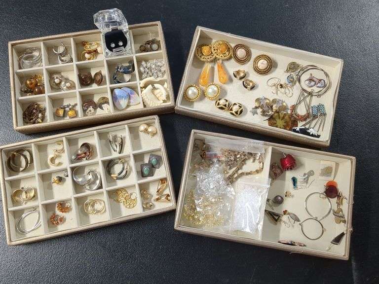 Pierced Earrings in Divided Trays
