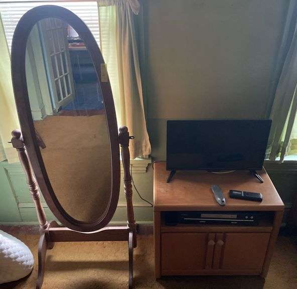 Cheval Mirror, Insignia 20” TV and TV Stand