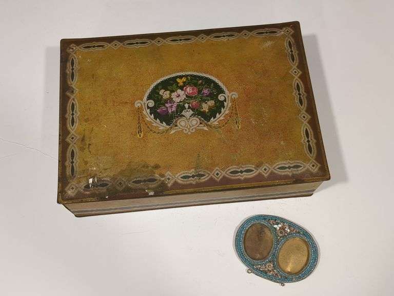 Uneeda Biscuit Tin and  Mosaic Photo Frame