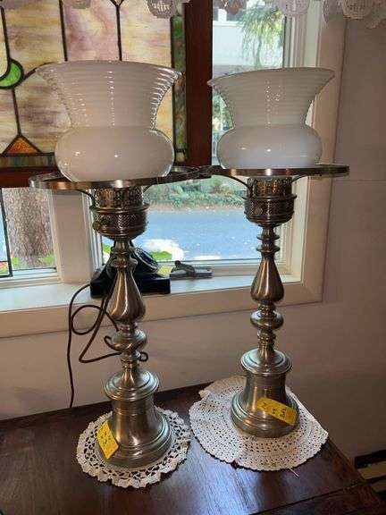 Pair of Pewter Table Lamps