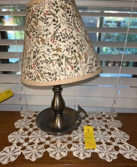 Pewter Lamp and Doily