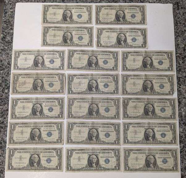 19 Silver Certificate $1 Bills
