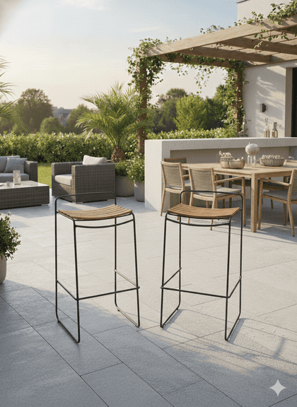 Pair of Teak Seat Bar Stools