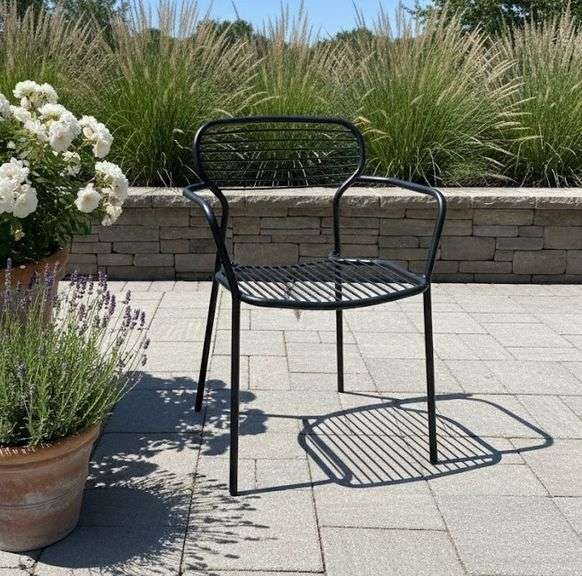 Emu Apero Black Steel Stackable Outdoor Dining Arm Chair