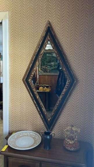 Diamond Shaped Mirror, Pottery and Musical Carousel