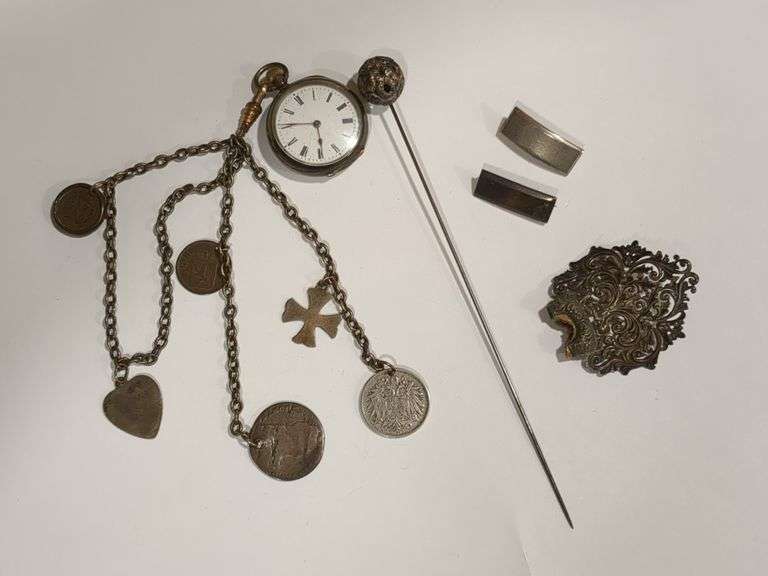 Silver Jewelry, Pocket Watch, and Hat Pin
