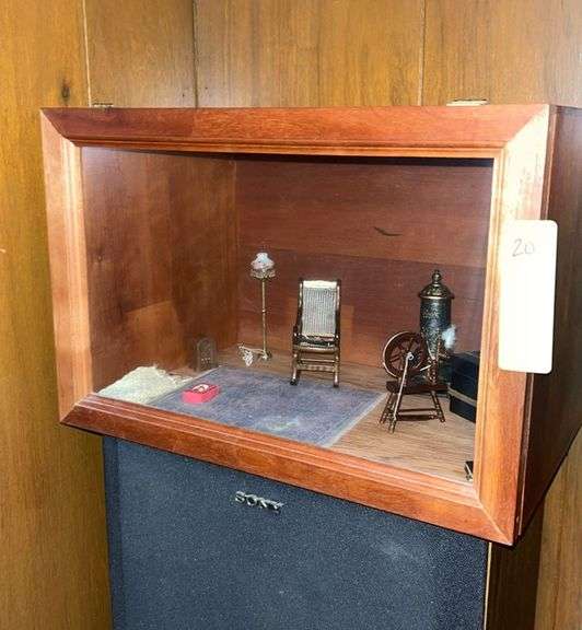 Wooden Miniature Display Box and Contents