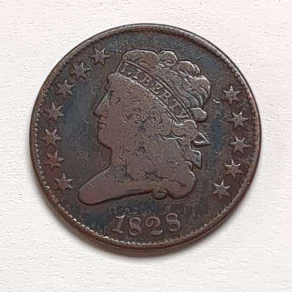 1828 Half Cent Coin - 12 Stars
