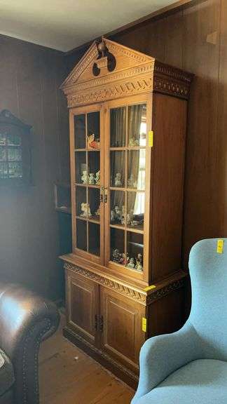 Ornately Carved Wooden Display Cabinet