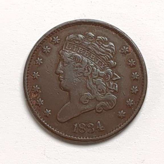 1834 Half Cent Coin