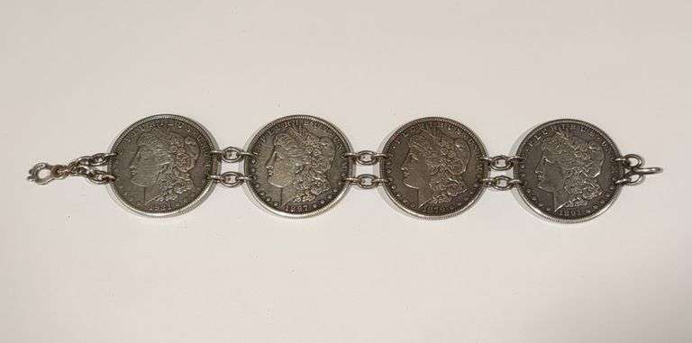 4 Morgan Silver Dollar Coins as a Bracelet