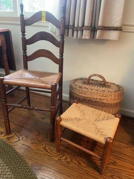 Chair, Foot Stool and Basket