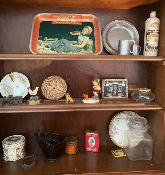 Contents of Cabinet with Coca Cola Tray