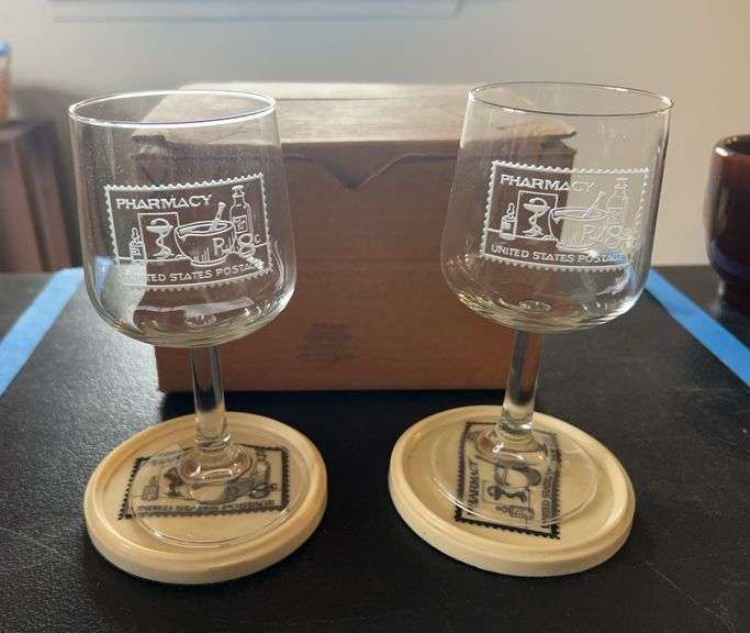 Pharmacy United States Postage Stemware and Coasters