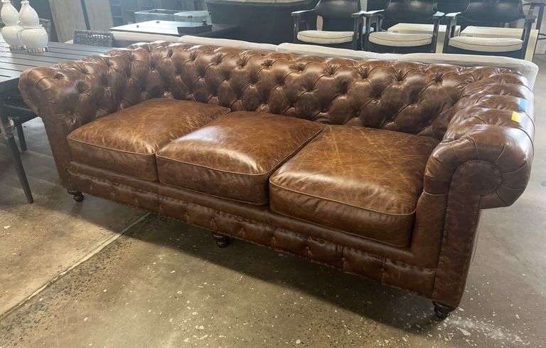 Faux Leather Tufted Back Sofa with Nailhead Detail by Universal
