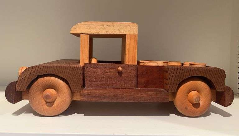 Wooden Toy Truck with Barrels