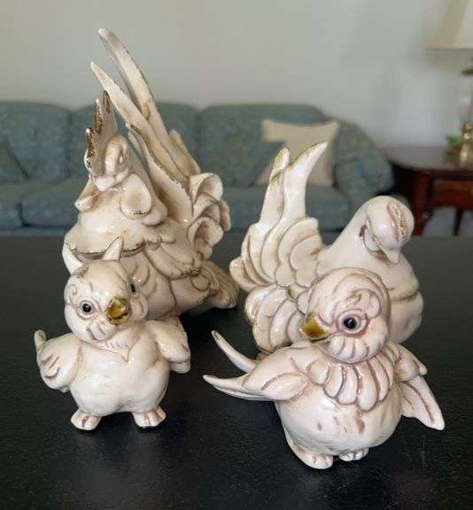 Vintage Porcelain Chicken Family by McFarlin Pottery