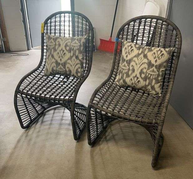 Coastal Living Wicker Chairs with Pillows