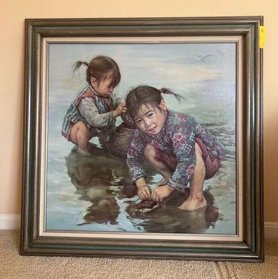 Kee Fung Ng "Children Playing" Signed Color Canvas