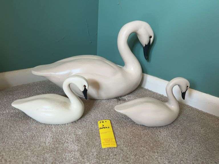 Wooden Carved Swans