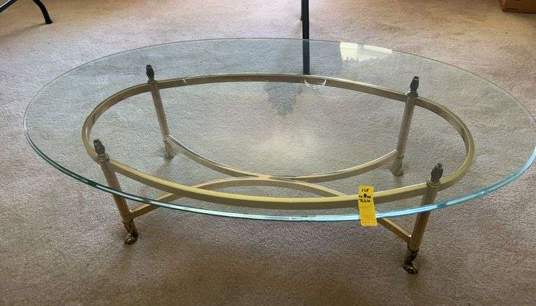 Glass Top Brass Coffee Table