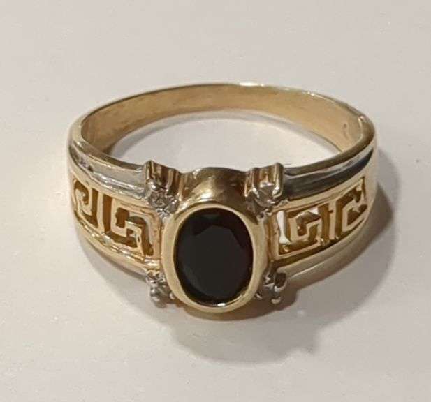 14K Gold Ring with Black Stone