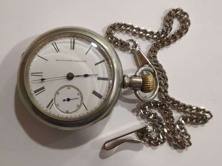 Vintage Elgin Silveroid Pocket Watch and Chain