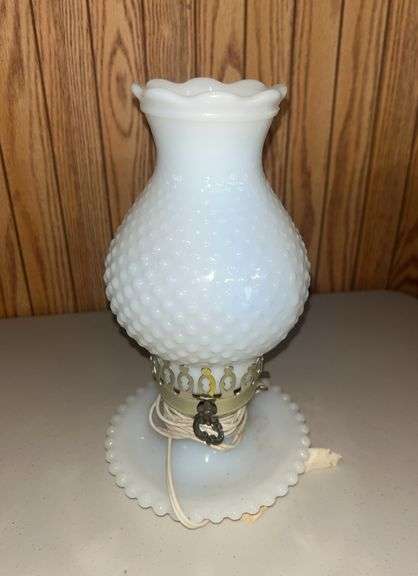 Milk Glass Hobnail Lamp