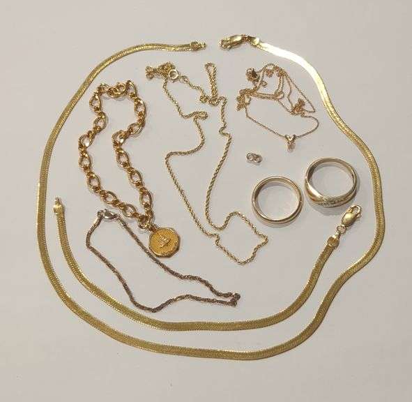 14K Gold Bracelets, Necklaces, Rings, a Earring Back