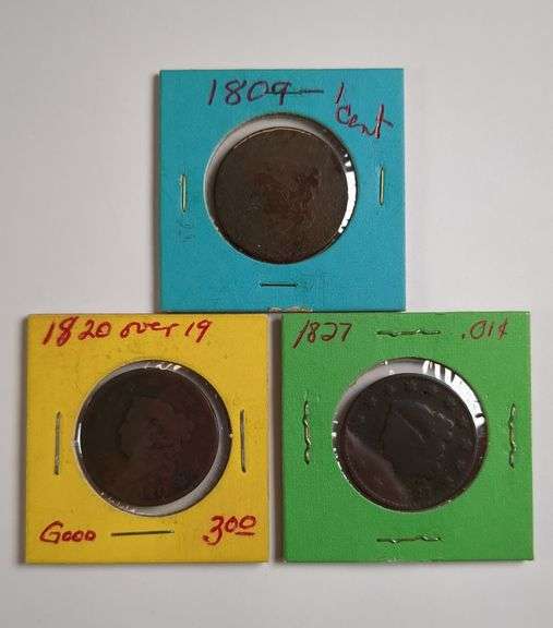1809, 1820, 1827 Large Cent Coins