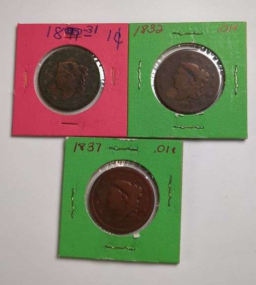 1831, 1832, 1837 Large Cent Coins
