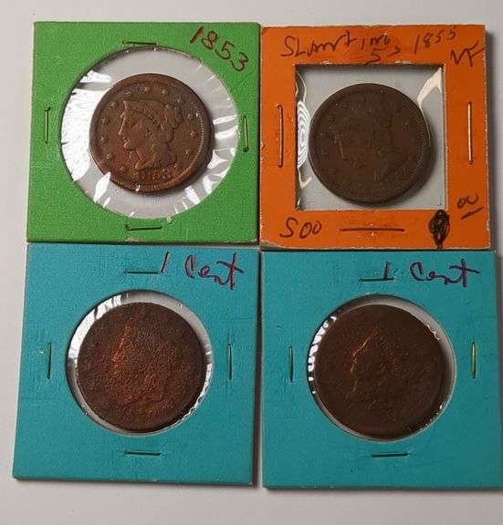 1853, 1855, and 2 No Date Large Cent Coins