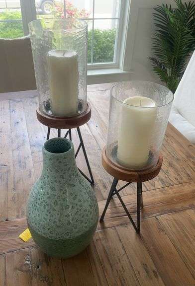 Ceramic Vase and Two Candles