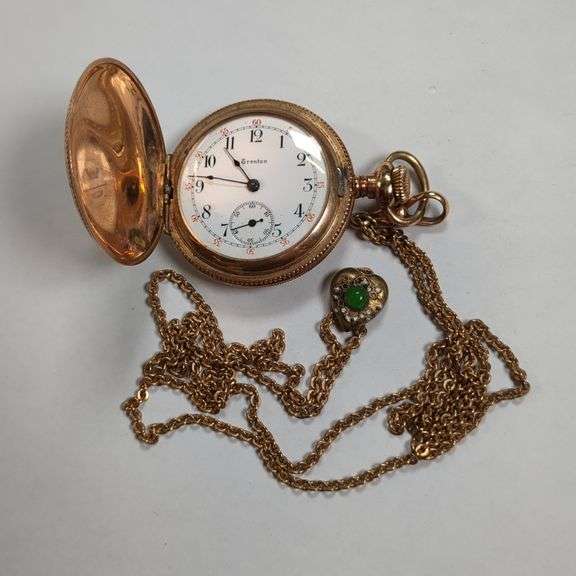 Vintage Trenton Gold Filled Pocket Watch with Chain