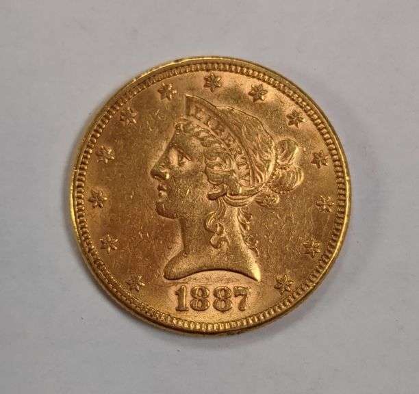 Gold 1887 Liberty Head 10 Dollar Coin