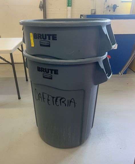 2 Rubbermaid Brute 55 Gallon Trash Cans