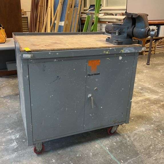 Edsal Portable Workbench Cabinet with a Mounted 6” Bench Vise