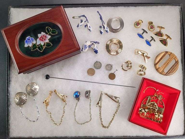 Coins, Hat Pin, Sweater Clips, Cufflinks, Lancaster Ornament, and More