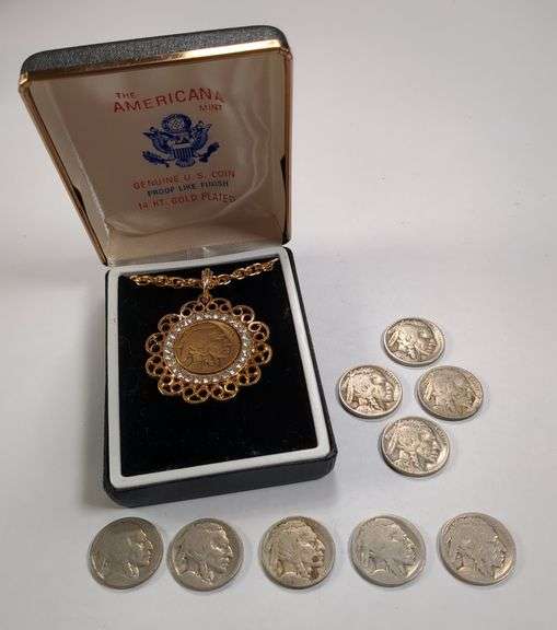 Nickel Necklace and 9 Buffalo Nickel Coins