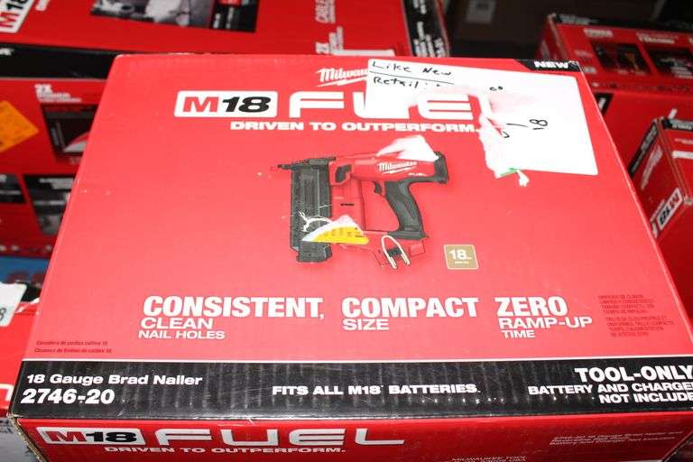 (0.0) MILWAUKEE M18 FUEL 18V BRUSHLESS 18GAUGE BRAD NAILER 274620 (BARE TOOL)FEATURES