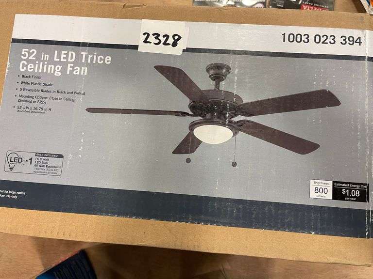 [Retail: $69.65] - Trice 52 in. LED Black Ceiling Fan with Light Kit ...