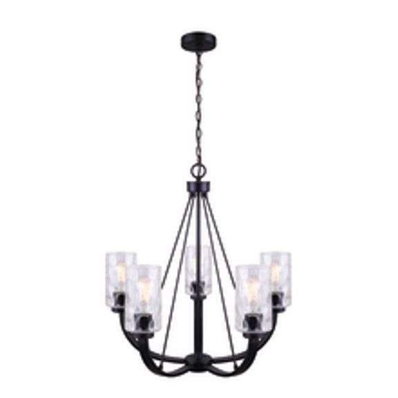 LIGHTING, Chandelier NEWPORT, MBK Color, 5 Lt Chain Chandelier, Watermark Glass, 100W Type A, 24.75inch W x 26.25inch H RETAIL $ 327 38 ICH754ABK