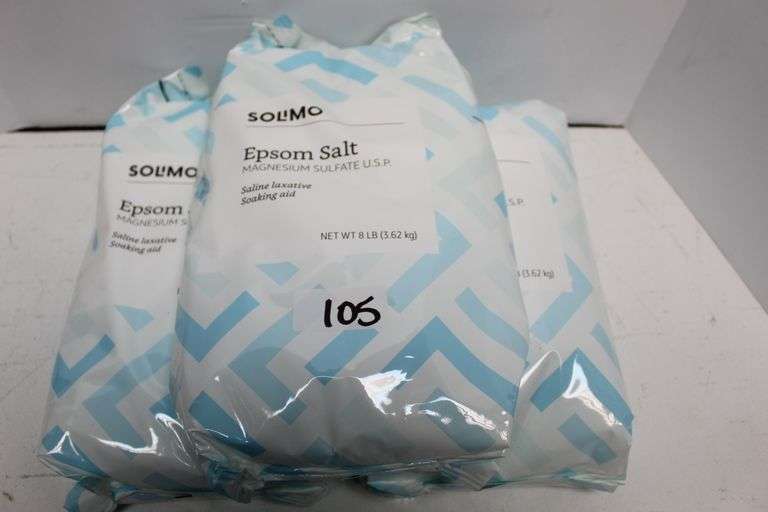 SOLIMO EPSOM SALT MAGNESIUM SULFATE U.S.P. SALINE LAXATIVE SOAKING AID IN 8LB BAGS