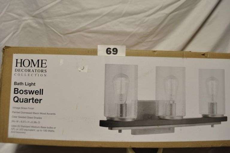 HOME DECORATOR VANITY LIGHT 24"X9X6 BLACK WOOD ACCENTS MODEL 7979HDCVBDI