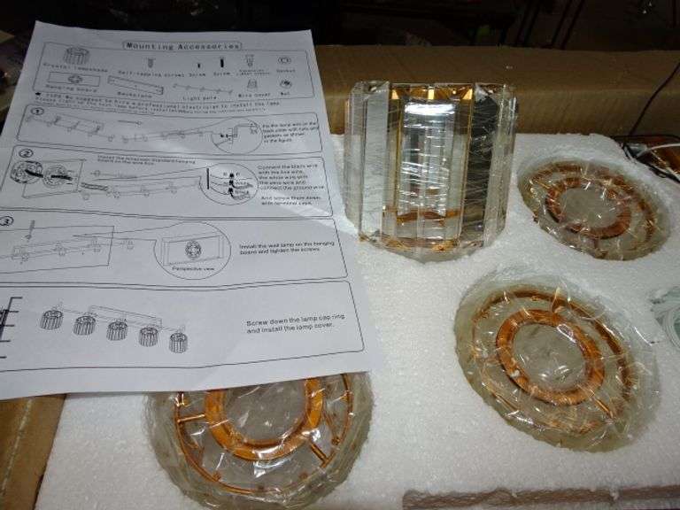CRYSTAL & COPPER 5 LIGHT VANITY LIGHT FIXTURE