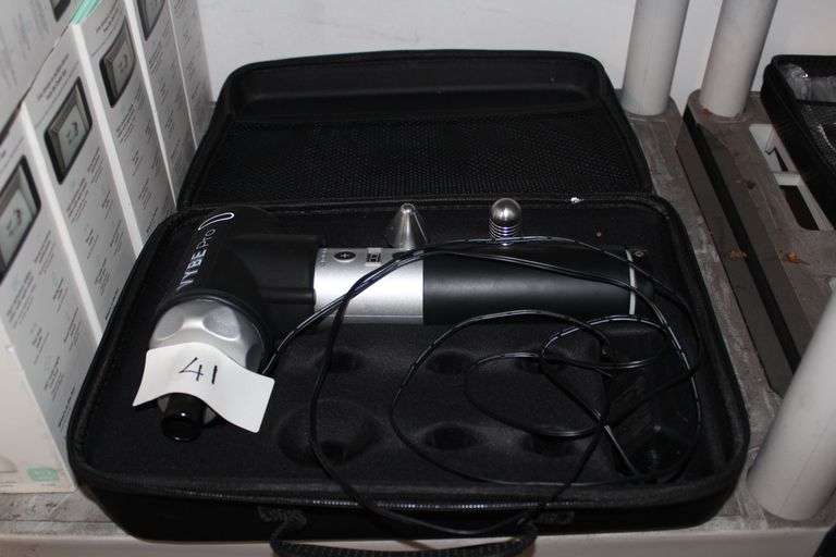 VYBE PRO RECHARGEABLE ELECTRIC MASSAGE GUN WITH 2-ATTACHMENTS IN TRAVEL CASE