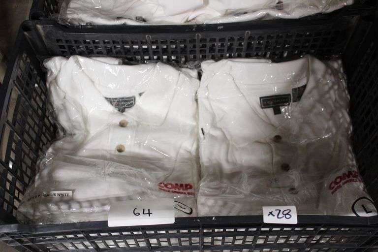 COMPUSA LONG SLEEVE WHITE POLOS, SIZE L