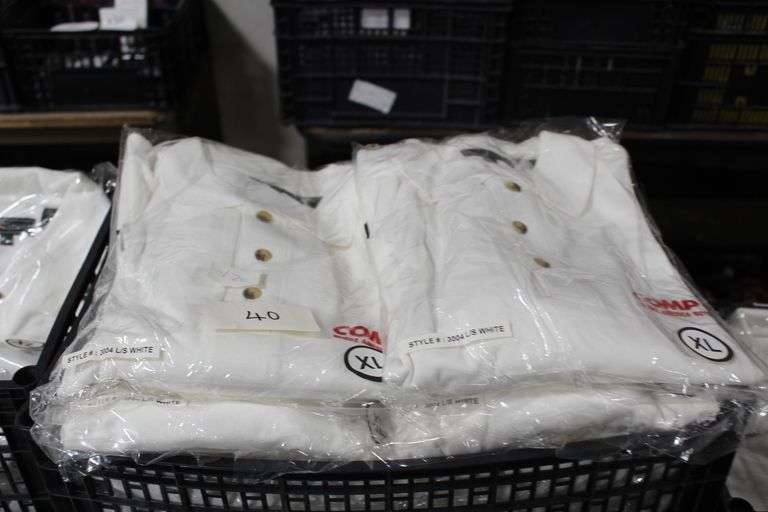 COMPUSA LONG SLEEVE WHITE POLOS, SIZE XL